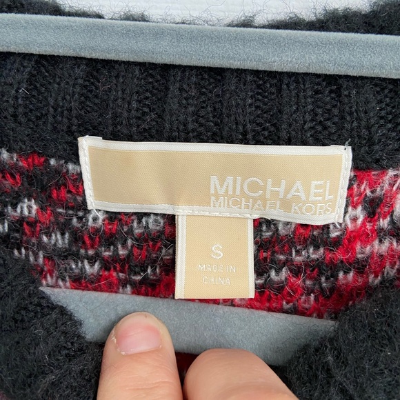 Michael Michael Kors Black & Red Plaid Sweater Size Small Acrylic Wool & Mohair - Picture 2 of 5